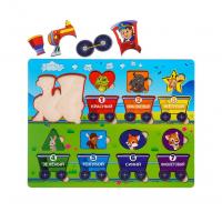 Дерев'яна гра сортер Паровоз, геометричні фігури Ubee ПСД048