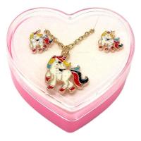 Дитячий набір прикрас: кулон+сережки (поні червоні) MIC 4358-A/13