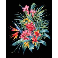 Картина за номерами на чорному фоні Екзотичний букет 40х50 Strateg AH1050