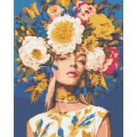 Алмазна мозаїка Дівчина у гортензіях 40х50 см Origami OD12710