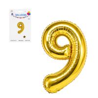 Кулька-цифра фольгована №9 NB-№9, 97872, 40 см, золото