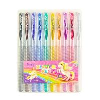 Набір гелевих ручок з глітером 9838-10, 10 штук, 10 кольорів, PVC BOX із петлею