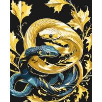 Картина по номерах з фарбами металік Рік змії. Інь та Янь 40х50 см Origami LW3422