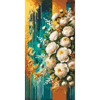 Картина по номерах з фарбами металік Квіти. Золоте натхнення 40х80 см Origami LW5109