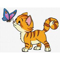 Картина по номерах Котик і метелик 30х40 см Ідейка KHO6206