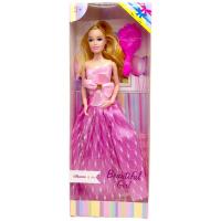 Лялька сукні з бантом святкова (РОЖЕВА) MIC D200-217