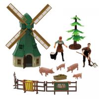 Набір «Ферма» 58 елементів, трактор на батарейках, звуки, підсвічування, ігрові фігурки, вітряк, будинок, в коробці kawond 550-31K