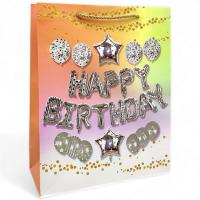 Пакет подарунковий З Днем народження (32х26 см), персик MIC M48909