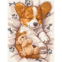 Картина по номерах Сонний коргі 30х40  см Ідейка KHO6617