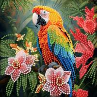 Алмазна мозаїка "Папуга у джунглях" ZAV1818-5, 18х18 см