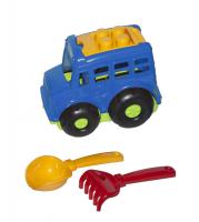 Автобус Бусик №1 + лопатка і грабельки (синій) Colorplast 0084