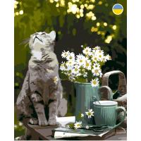 Картина по номерах Сірий котик 40х50 см Origami LW3146