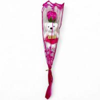 Подарунковий набір (пелюстки квітки з мила) Ведмедик з трояндою, малиновий MIC CN864