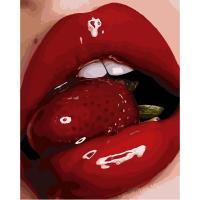 Картина по номерах Полуничні губи 40х50 см Оптифрост 0064