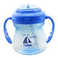 Поїлка-непроливайка з трубочкою, блакитна Lindo LI 708