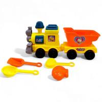 Потяг з пісочним набором (лопатка, грабельки, сито, формочка), мікс кольорів MIC 8295-81