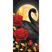 Картина за номерами "Чорний лебідь" 11588-AC з металізованими фарбами 40x80 см