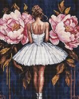 Алмазна мозаїка - Балерина з рожевими півоніями ©art_selena_ua, 40х50см Ideyka AMO8346
