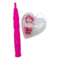 Світяшка Сердце з лялькою-брелоком (МАЛИНОВА) на паличці MIC PR1369
