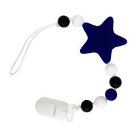 Силіконова ланцюжок для пустушки Зірочка, синій Mega Zayka №0512