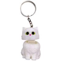 Брелок 3d друк КОТИК З ПРУЖИНОЮ (БІЛИЙ), KEYCHAIN MIC KCHN135