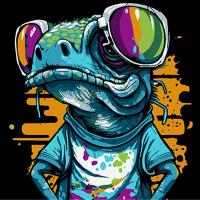 Картина за номерами на чорному фоні Яскрава рептилія 30х30 см Strateg SH3030-1