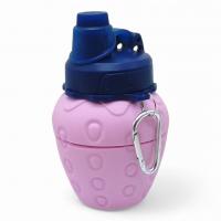 Пляшка для води розкладна Полуниця (силікон) 600 мл, рожева MIC сk4-1046