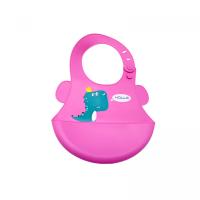 Слинявчик силіконовий Діно, МАЛИНОВИЙ Mega Zayka №0616