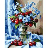 Картина за номерами Букет квітів з вишнею 40*50 см Origami LW3505