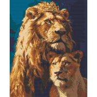 Алмазна мозаїка Король лев і левиця 40х50 см Origami OD0320