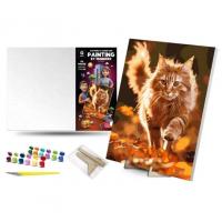 Картина по номерах 40х50 см Котячі пригоди з деревʼяною підставкою qbee QB900-038