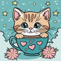 Картина за номерами "Чудовий котик" ©art_selena_ua KHO6280, 25х25 см