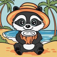 Картина за номерами "Єнот і кокос" ©art_selena_ua KHO1242, 25х25 см