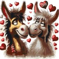 Картина за номерами Закохані віслючки 30х30 см Art Story AS2183