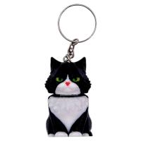 Брелок 3d друк КОТИК З ПРУЖИНОЮ (ЧОРНИЙ), KEYCHAIN MIC KCHN135
