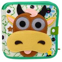 Мʼяка книжка-бізіборд Корівка (пальчикові ігри, шнурівка, сортер за кольорами) MIC C75320