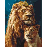 Картина за номерами з фарбами металік Король лев і левиця 40х50 см Origami LW0320