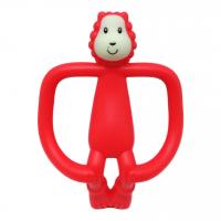 Прорізувач для зубів силіконовий Лев в контейнері (кораловий) Lindo DK 05