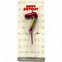 Свічка для торта Цифра 7 металік, різнокольорова MIC JY-1065