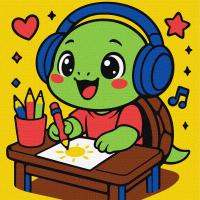 Набір для розпису по номерах для дітей Черепашка малює 25х25см Ідейка KHO1297