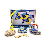 Мапа-пазл України двошарова деревʼяна, настінна, синьо-жовта, 90 х 60 см PuzzleOk 60906