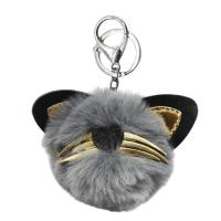 Брелок хутряний Пухнастик-котик, сірий MIC BR1523