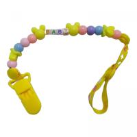 Кліпса для пустушки з бусинами (жовта) Mega Zayka №0503