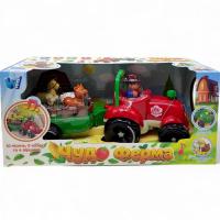 Музичний трактор з причепом (ЧЕРВОНИЙ) (ОЗВУЧУВАННЯ УКРАЇНСЬКОЮ МОВОЮ, підсвічування, рух вперед, в коробці) Wtoys 37586
