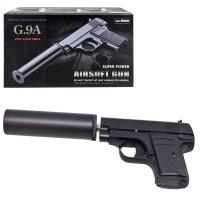 Страйкбольный пистолет Кольта 25 мини с глушителем металл черный на пульках Zink alloy shell G9A