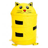 Кошик для іграшок "Котик" M 1039(Yellow) діаметр 37 см, висота 47/57 см, з кришкою