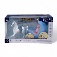 Карета з коником і лялькою, музика і підсвічування (блакитна) MIC 686-849