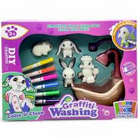 Набір для творчості Graffiti Washing 4 флоксові фігурки, помпова подача , 6 фломастерів, ванночка, щіточка MIC 803
