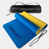 Килимок для йоги та фітнесу EasyFit TPE+TC 6 мм двошаровий + Чохол синій-жовтий EasyFit EF-1924s-BEY