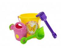 Відро з пісочним набором і лійкою (жовте) Doloni 013555/1